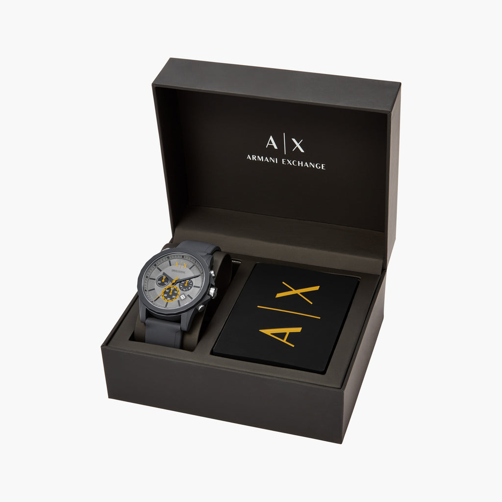 Armani Exchange Outerbanks AX7123 Men's Chronograph Watch – Grey Dial with Grey Silicone Strap