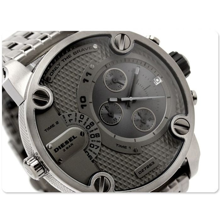 Diesel DZ7263 Little Daddy Dual Time Chronograph Men's Watch – Grey Dial & Stainless Steel Strap