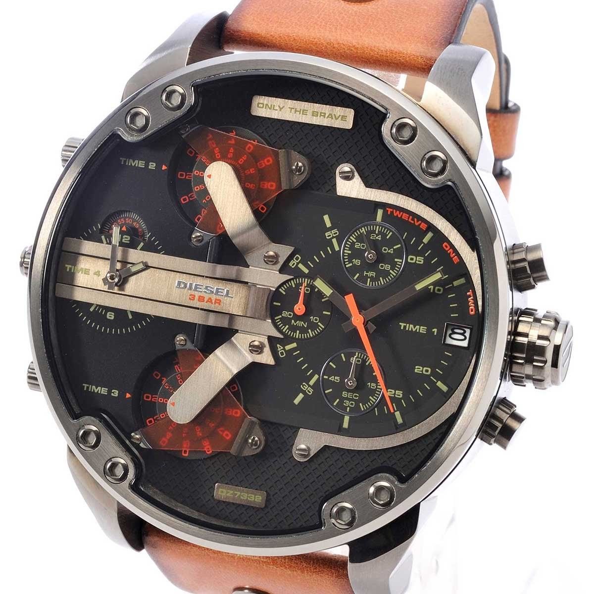 Diesel DZ7332 Mr. Daddy 2.0 Chronograph Men's Watch – Black Dial & Brown Leather Strap