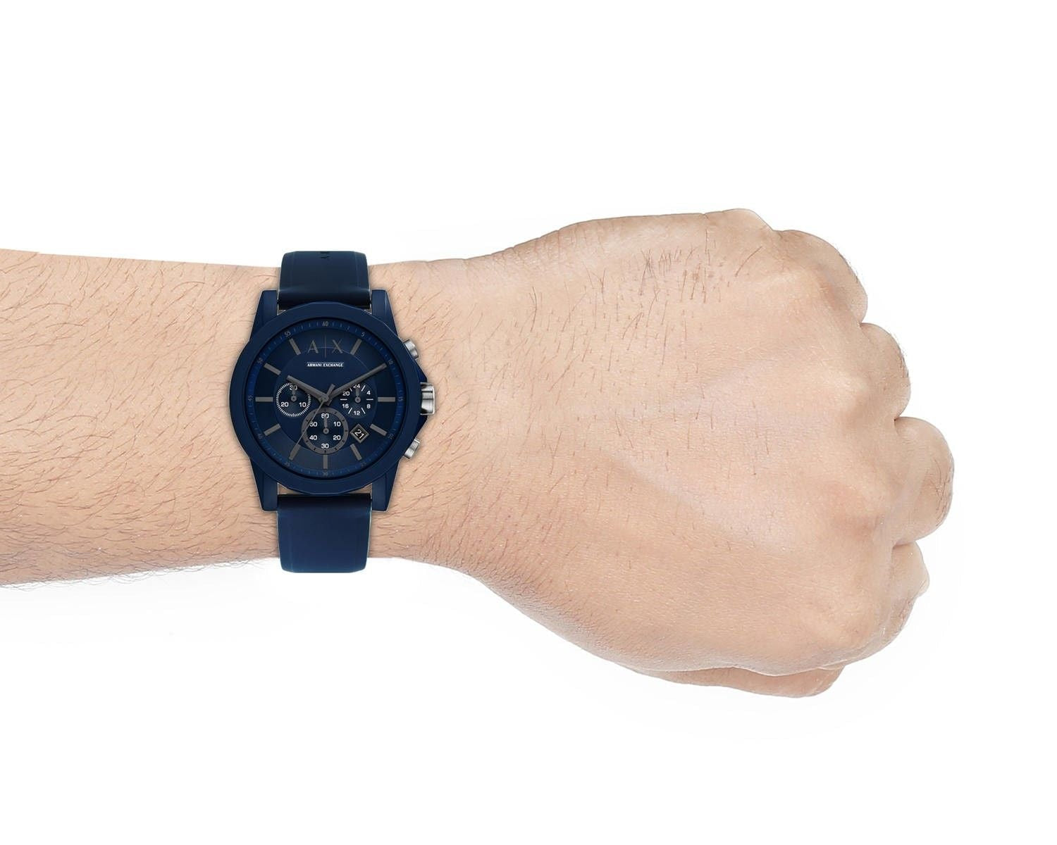 Armani Exchange Outerbanks AX7128 Men's Chronograph Watch – Blue Dial with Blue Silicone Strap