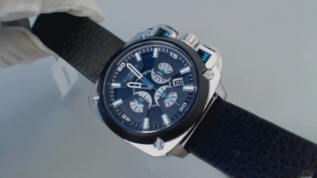 Diesel DZ7345 BAMF Chronograph Men's Watch – Black Dial & Black Leather Strap
